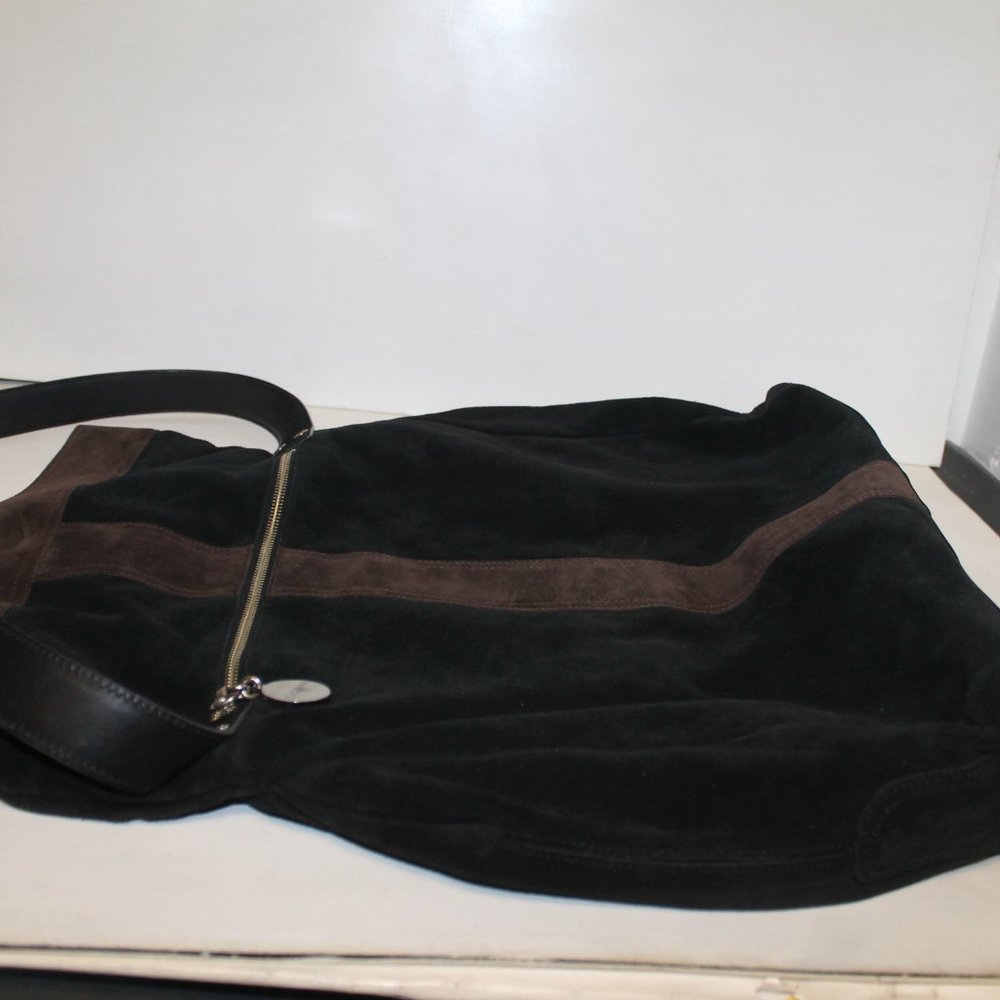 Large ECHO Suede Leather Flap Over Slouchy Shoulder Bag Handbag Purse - Picture 4 of 14